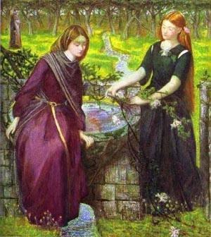 Peinture à l'huile Rossetti reproduction tableau Dantes Vision de Rachel and Leah 36x48