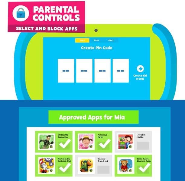 Ematic PBS Kids Playtime Pad+ 7" HD Kid-Safe Android Tablet + Live TV (PBSKD7200) - 2nd Generation in Green and Blue