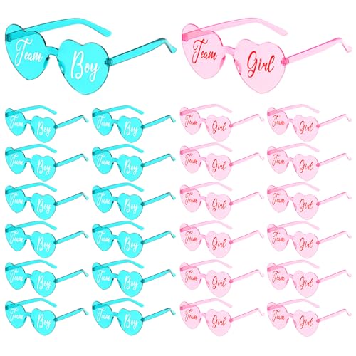 Pibupibu 24 Pcs Gender Reveal Glasses Blue Pink Sunglasses Bulk Team Girl or Boy for Gender Reveal Decor Glasses Party Favors