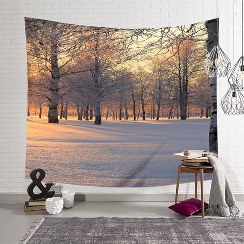 Tenture paysage de neige cache misère mural déco chambre moderne