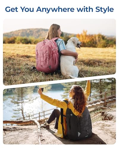 Image of BAGSMART Carry On Travel Backpack, 17 Inch Large Travel backpack Carry On Flight Approved, Anti-theft Personal Item Backpack Travel Bag With Shoe Bag, 30L Water Resistant Casual Daypack, Beige