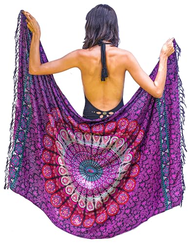 Mandala Life ART Pareo de Playa Para Mujer Boho Bikini Cover Up Cubierta Envolvente Falda Sarong Chal Vestido Piscina Vacaciones De BañadorTraje De Baño Tapiz Bohemio Colgar en la Pared 180x115cm