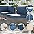 SUNLEI 5 Piece Outdoor Patio Furniture Set with Fire Pit Table, Silver PE Rattan Wicker Conversation Sofa Set with Blue Cushions, All Weather Sectional Patio Couch for Backyard, Deck, Garden, Porch