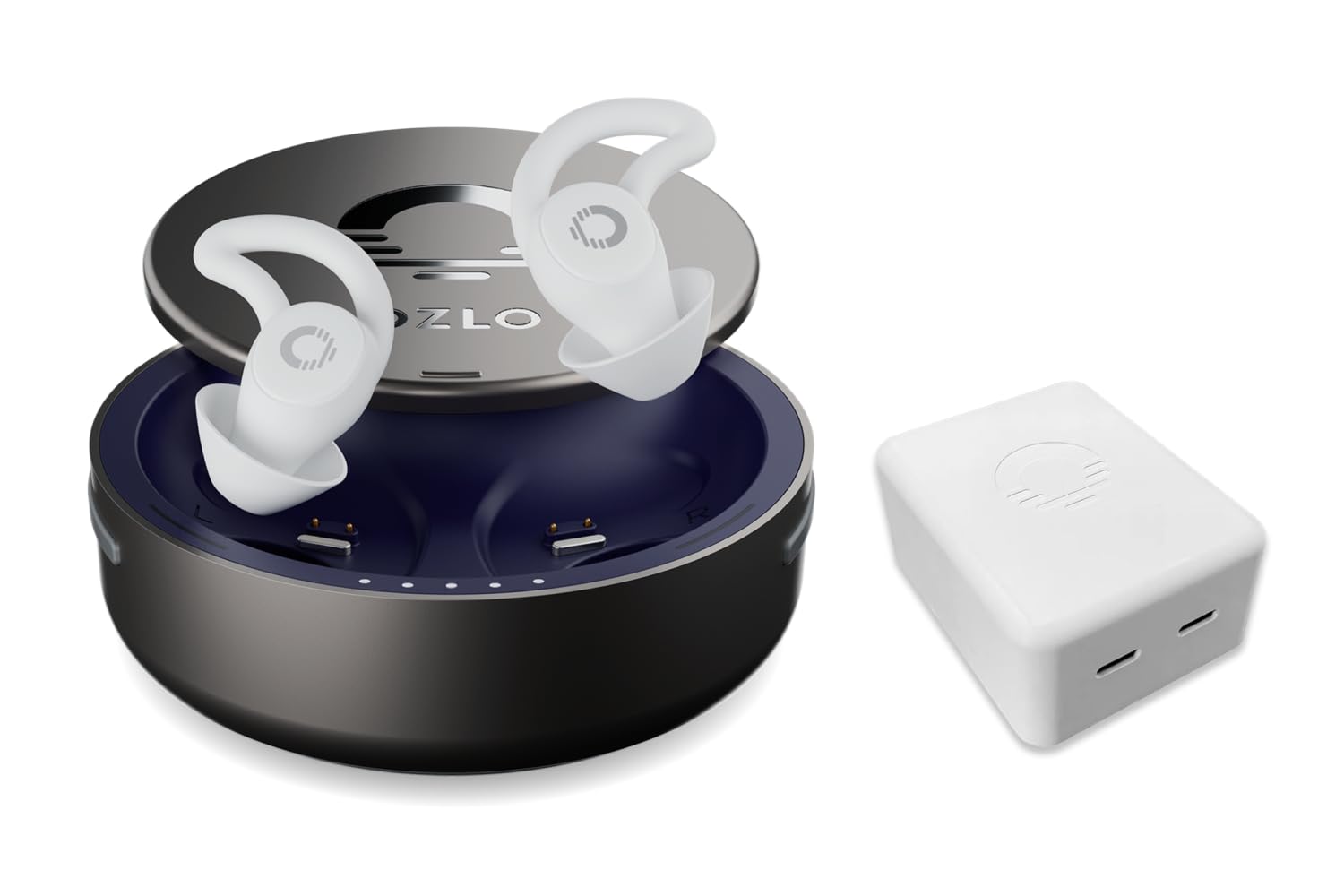 Ozlo Sleepbuds USB-C Charging Block Bundle Advanced Noise-Masking Sleep Earbuds Science-Backed Sleep Sounds Comfortable Side Sleeper Headphones