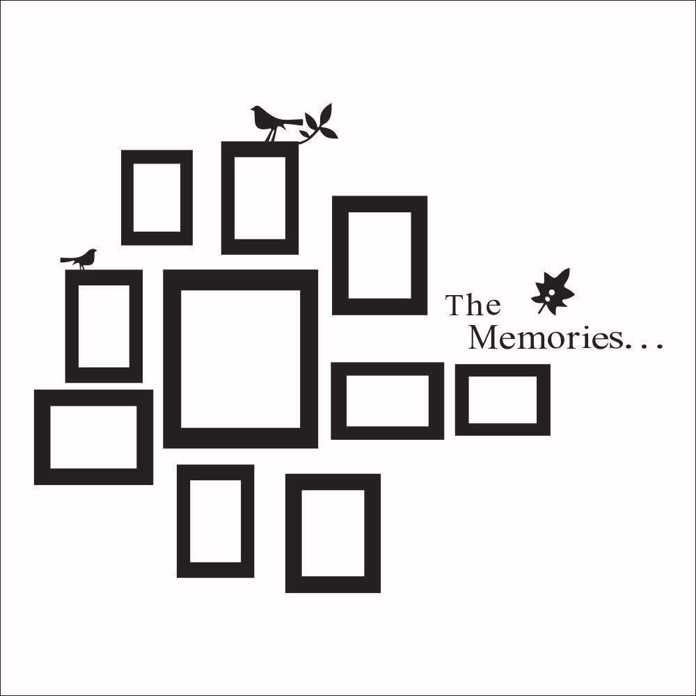 THE MEMORIES Picture Frame DIY PVC Wall Stickers Home Living Room/Sofa Background Adhesive Decoration Wall Papers Decals
