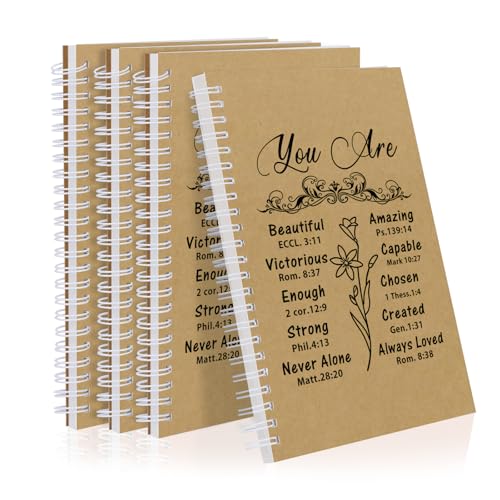 Carnet de prière chrétien à spirales lot de 4 pour journal d'étude de la Bible