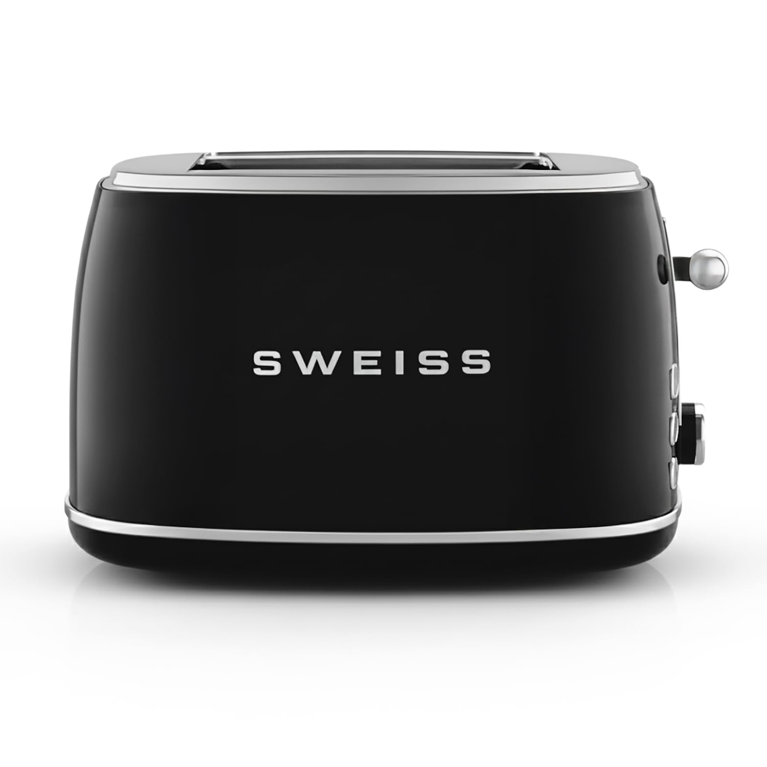 SWEISS Tostapane vintage GRS9, 2 fessure, 6 livelli di potenza, funzione scongelamento, tostatura rapida e uniforme, facile da pulire, cassetto raccogli briciole, 850 W, nero