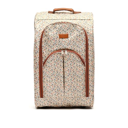MISAKO Maleta de Tela Pequeña de Viaje Crosi Beige Unisex - Equipaje Blando semirrígido de 54x33x20 cm de 2 Ruedas