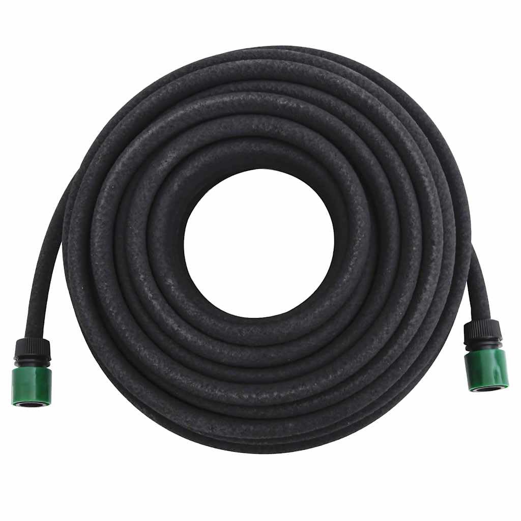 Manguera de goteo negra de 25 m, de goma, flexible, resistente a los pliegues, con accesorios de conexión, para riego, jardín, césped, bancal, terraza, balcón, invernadero