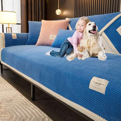 Genérico Funda Sofa Antideslizante Funda Sillon 1, 2, 3 Y 4 Plazas Manta Cubre Sofa Antimanchas Lavable Protector De Sofá para Gatos Y Perros Resistentes A Los ArañAzos(Blue,70x180cm)