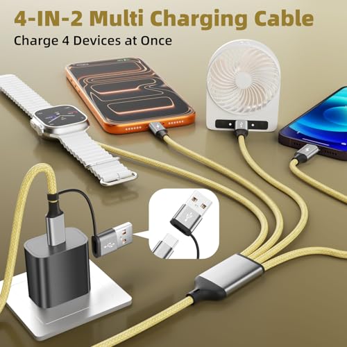 Image of 4 in 2 Multi Charging Cable for iWatch Charger, 2Pack 5FT Travel Essentials