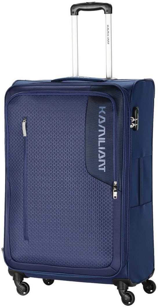Kamiliant by American Tourister Kam Kojo Cabin Polyester Soft Sided 4 Wheels 360 Degree Rotation Luggage Suitcase, Blue, Cabin | 68.5 cm | Medium, Carry-On