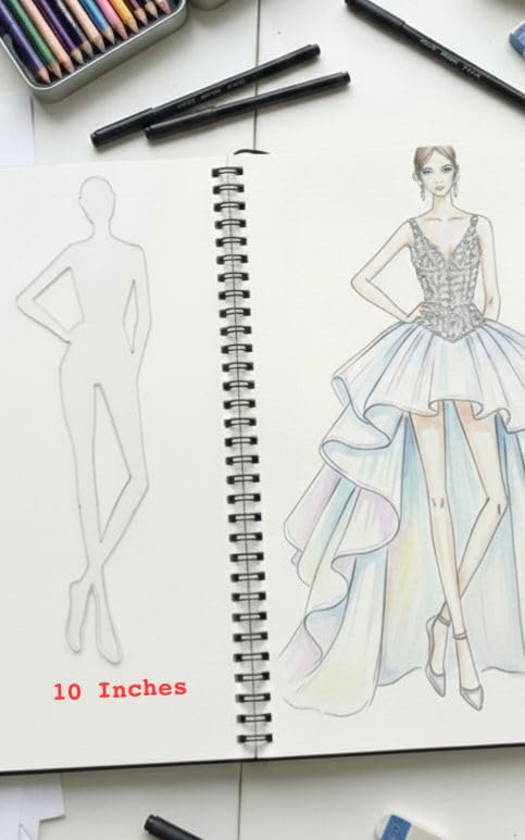 body drawing for dress design Fashion Figure Stencil Set (12.5 & 10 Inch) MISSION6 Black Coast High Neck Style:Degree medium