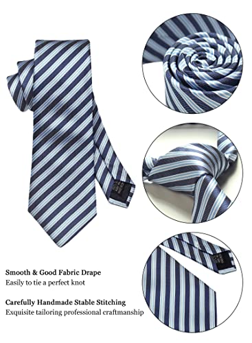 Image of Striped Plaid Polka Dot Mens Tie Formal Necktie Pocket Squares Ties Clips Cufflinks Classic for Men Set