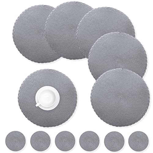 wiipara Round Woven Placemats Set of 6