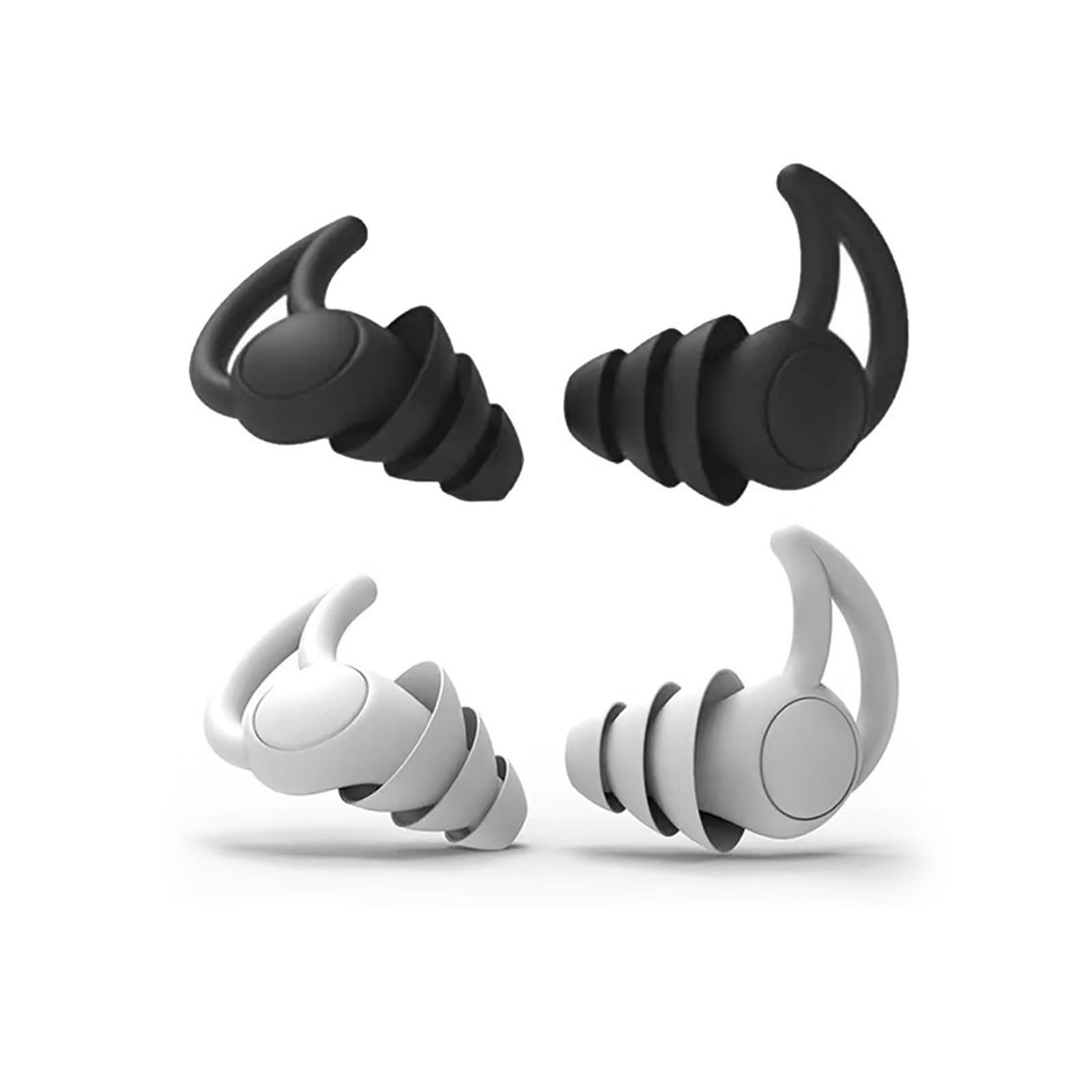 Bouchons d'oreille à 3 couches en silicone souple et réutilisables pour dormir (Blanc)