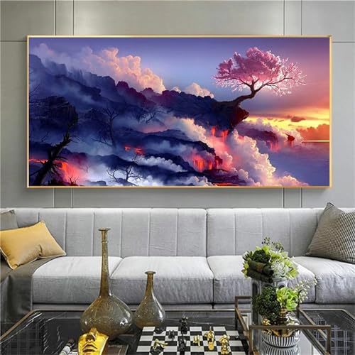 Bricolage diamond painting paysage arbres roses loisirs créatifs adultes 5D