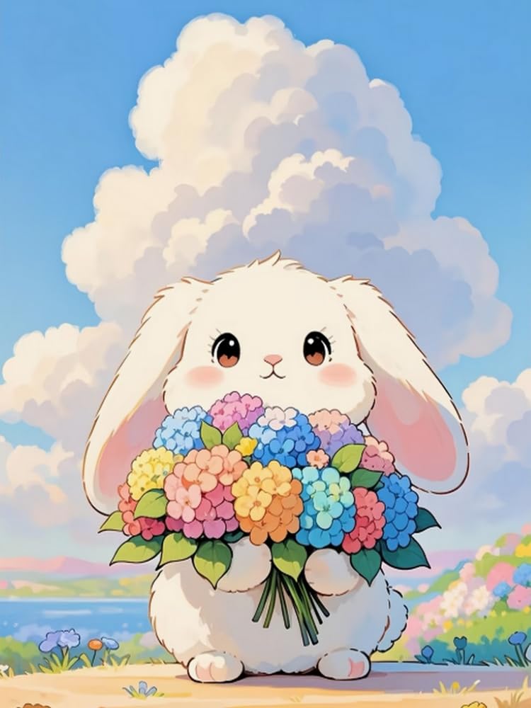 WELIWE 5D Diamond Painting Kits Rabbit DIY Diamond Art Canvas Crystal Crafts Painting Pictures for Adults Home Wall Decor 40x50 cm