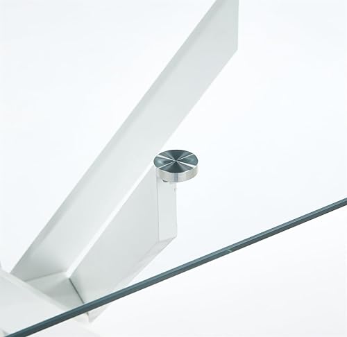 Miniatura 15 de Mesa de comedor redonda de vidrio de 36 pulgadas para 2-4 personas, patas de metal negro resistentes, mesa de cocina redonda de vidrio para