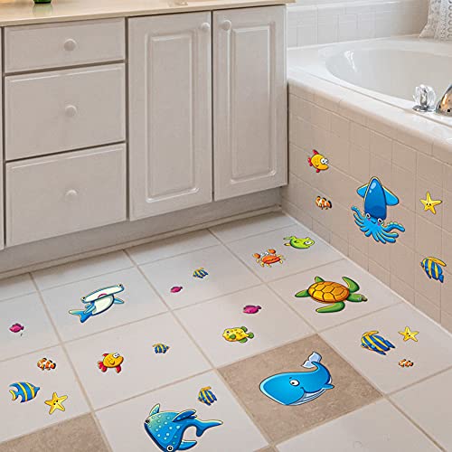 24Pcs Non Slip Bathtub Stickers, Cartoon Marine Life Bath Tub Stickers, Pvc Matte Bath Tub Slip Stickers For Kid's Room, Bathroom,Floor, Anti-Slip Appliques For Shower Surfaces #TOP4