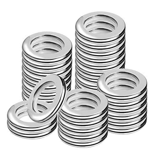 KOSHIFU 32 Pcs Anillos de Cortina con Ojales Plastico Redondos para Cortinas de Ventana 40mm Ojales para Cortinas con Anandela Dentro para Cortinas de Tela Cortina de Ducha Sala Baño Dormitorio Plata