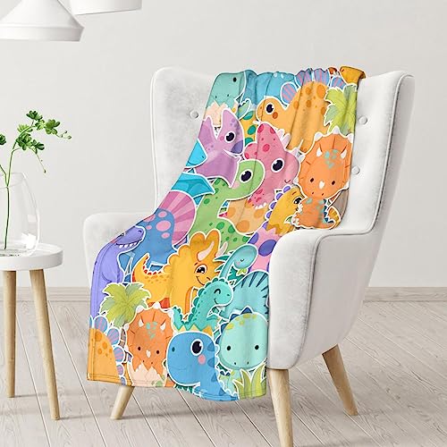 Dinosaur Blanket Gifts - 30"x40" Cute Throw for Girls & Boys - Colorful Soft Fuzzy Blankets for Couch & Office
