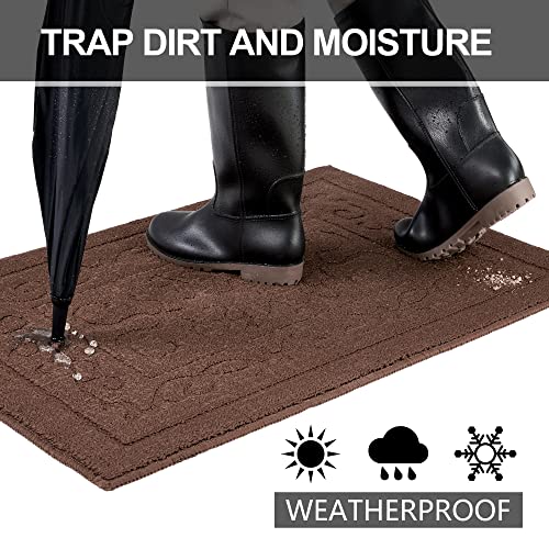 Foneyi Indoor Door Mat, Front Back Door Mat 20" X 32" Non-Slip Rubber Backing Door Rug, Machine Washable Entry Rug, Low Profile Absorbent Dirt Trapper Doormat Inside Floor Mats For Entryway, Coffee #TOP2