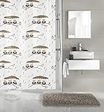 100% Polyester Kleine Wolke 5222271305 Duschvorhang Eulen, 180 x 200 cm, Taupe