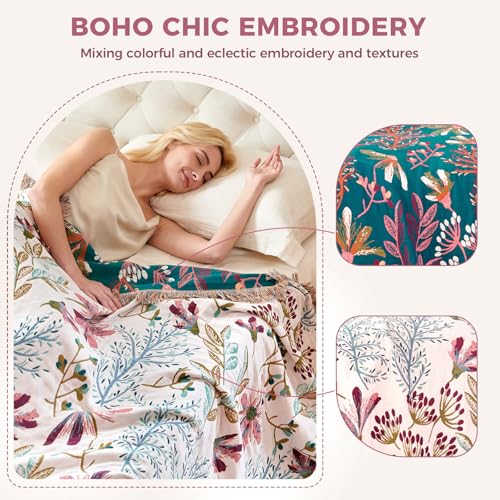 Image of LUTBM Boho Throw Blanket for Couch 50 inchx60 inch, Cotton Decorative Bed Throw