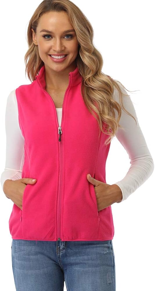 fuinloth Women's Fleece Vest, Polar Soft Sleeveless Classic Fit with Zip up Pockets at  Women's Coats Shop