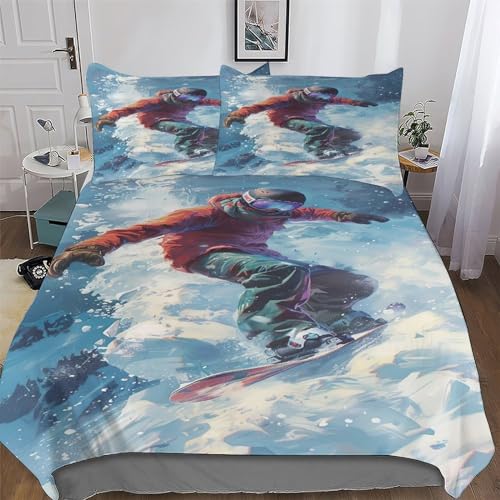 Housse de couette snowboard 200x200 parure lit douce pour enfants - 2