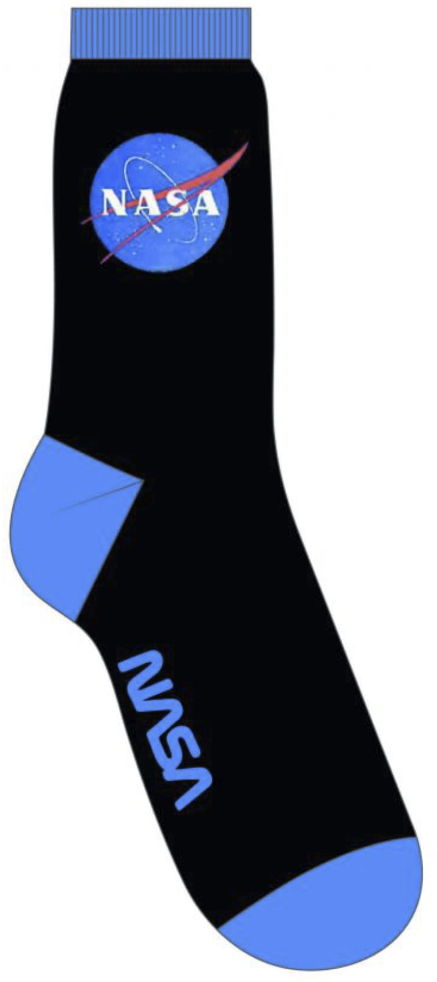Spike Blue Leisurewear Nasa Logo Black Socks (Size 7-11)