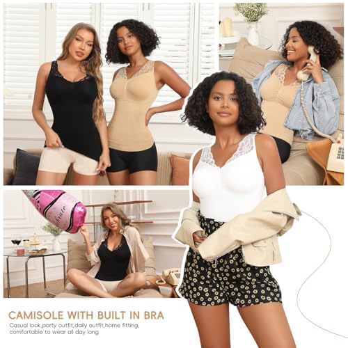 Image of JOYSHAPER Shapewear Camisoles with Built in Bra Tummy Control Shapewear Tank Tops for Women Padded Bras Shaper Cami