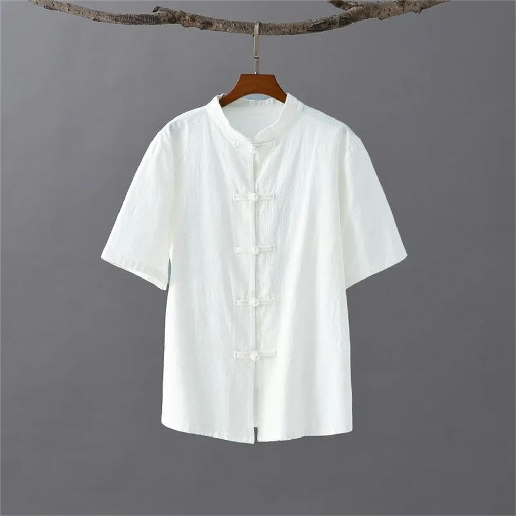 Chinese Style Cotton Linen Tai Chi Button Cotton Top Women Vintage China Traditional Shirt Pants Set Loose Casual Tang Suit
