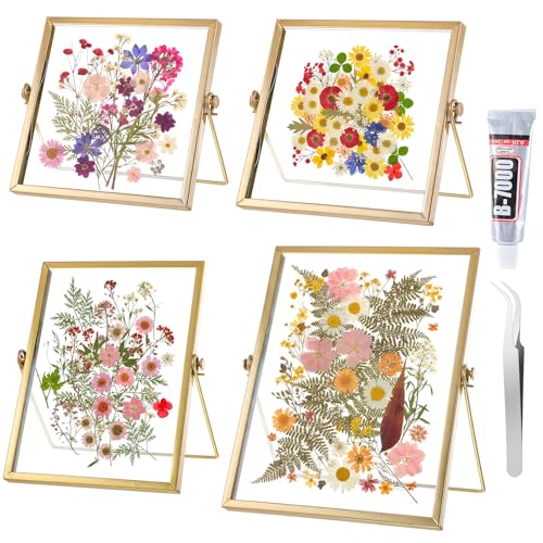 Thyle Flower Frame Pressed Kit, Include 4 Pcs Gold Metal Picture Frames and 140 Pcs Dried Pressed Flowers for Crafts DIY Floating Photo Frame for Tabletop Display, Home Decor, Gifts by Thyle - Image 7