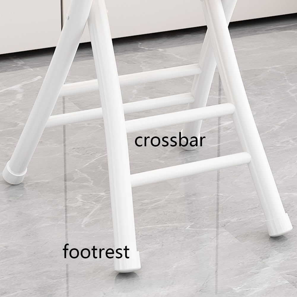 Sgabello pieghevole portatile in pelle nera con schienale, elegante sedia rotonda da cucina per casa e sala da pranzo, design salvaspazio perfetto per piccoli spazi