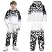 xueteox Boys Casual Hoodie Sweatshirt Set, 3D Gradient Font Print Top and Pants Spring Fall Sports 2 Piece Clothes for Kids.