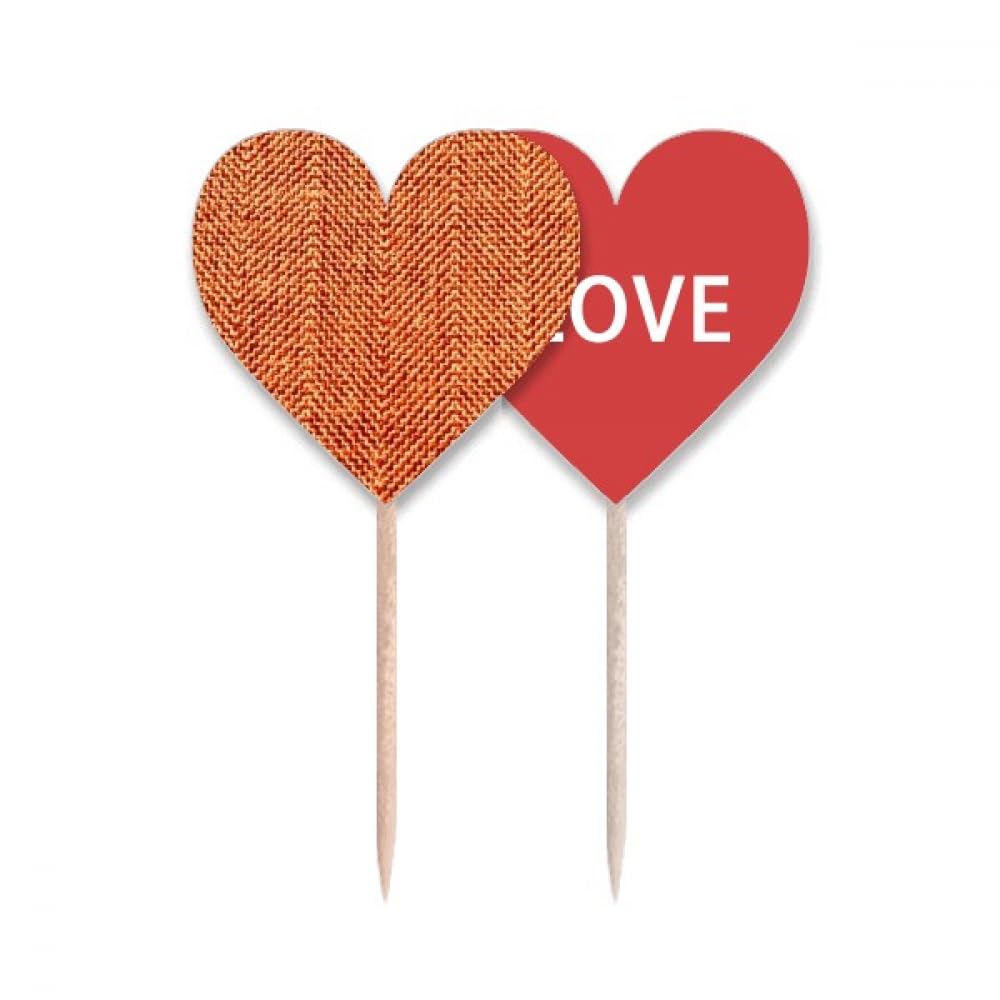 Cure-dents en tissu lin marron durable au motif cœur et drapeau ciselé