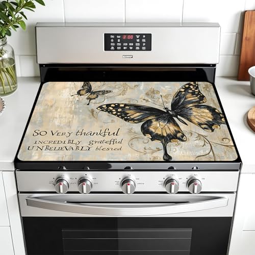 Image of Multi-Design Stove Cover for Glass /Electric Stoves - 3-in-1 Heat-Resistant Protector Mat, Non-Slip Drying Rack 28 inchx20 inch
