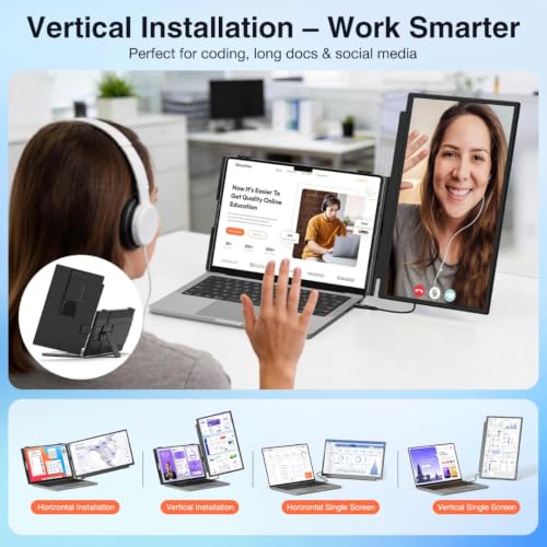 Image of XAVION 15.6 Inch Portable Monitor | IPS Display | Ultra-Slim Foldable Screen Extender | USB Type-C & HDMI | Compatible with Laptop, PC, Mac (DuoView Split)(15.6 inch)