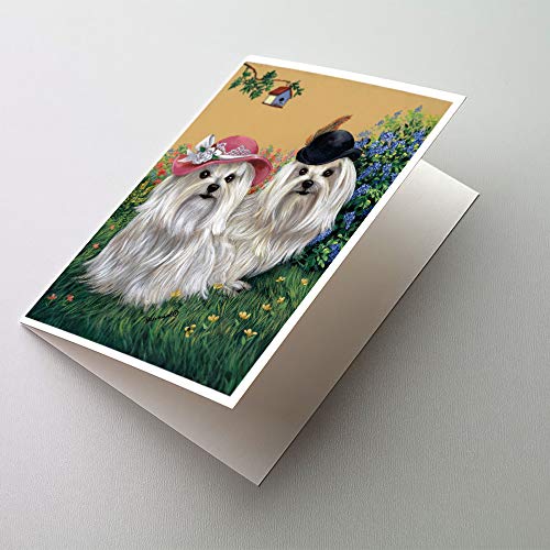 Caroline's Treasures PPP3112GCA7P Maltese Mr & Mrs Greeting Cards and Envelopes Pack of 8 Blank Cards with Envelopes Whimsical A7 Size 5x7 Blank Note Cards