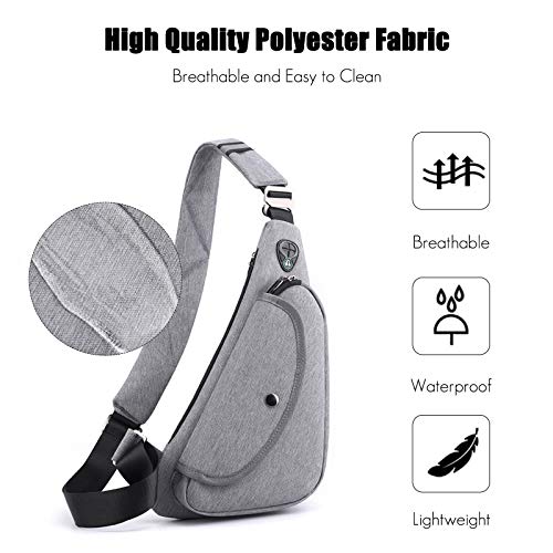 FANDARE Sling Bags Mens Shoulder Unbalance Backpacks Ultra-Light Chest Pack Multipurpose Crossbody Bags for Boy Outdoor Sport Travel Gym Running Hiking Daypack Gray A - Image 3