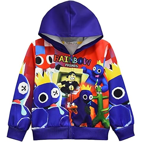 Rainbow.Friend Hoodie Kids Horror Monster Games Sweatshirt Boys Zip Jacket Halloween Clothes Blue30 7-8 Years Cover