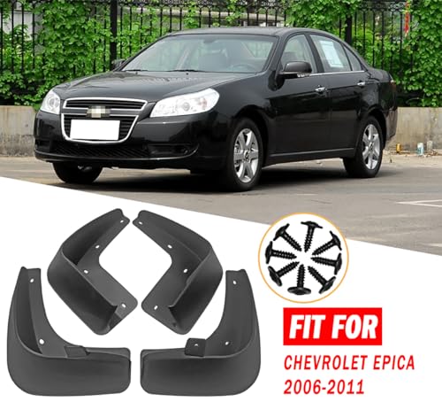 Image of Mud Flaps Guards Fit for 2006-2011 Chevrolet Epica, Front & Rear Splash Guards Accessories - 4 Pc, Black