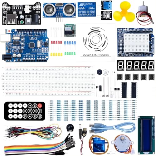 UNO R3 Super Starter Kit Compatible with Arduino IDE 200+ Pieces Electronics & Programming Kit with Sensors Motors LCD Ideal for Beginners Students & STEM Learning
