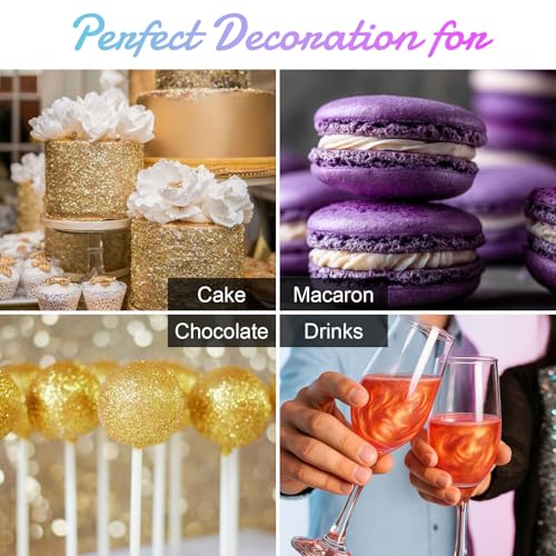 HOMY ARTY Essbares Glitzer Spray Set - 7 Farben Geschmacklos Essbare Glitzerpulver für Getränke, Lebensmittelfarbe Pulver, Essbarer Glitzer für Torte, Champagner, Cocktails, Glitzerspray Essbar - 4g
