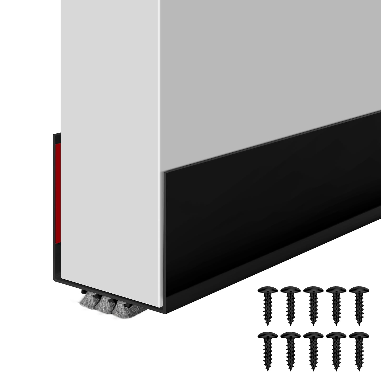 Weather Stripping Door Seal, 39” Length Cuttable Door Draft Stopper, Strong Adhesive Door Sweep for Exterior and Interior Doors (1, Black)