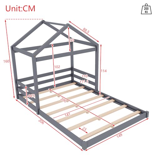 Cama casa verde 140x200 para transformar el dormitorio juvenil en un refugio nórdico 3
