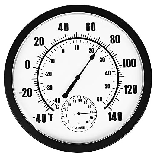 PandaCoCo 10" Indoor Outdoor Weather Thermometer / Hygrometer for Patio, Wall Decorative, No Battery Needed