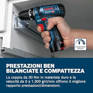 Bosch Professional 0601868101 GSR 12V-15-LI Trapano Avvitatore, Senza Batteria e Caricabatterie, Nero, Blu, Rosso, 12 V